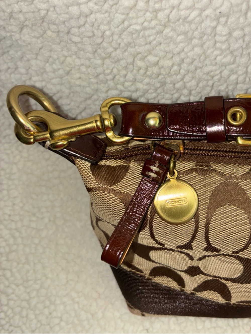 Vintage Coach LO668-40024 Brown Jacquard Signature Monogram Mini Shoulder Bag - Picture 3 of 12